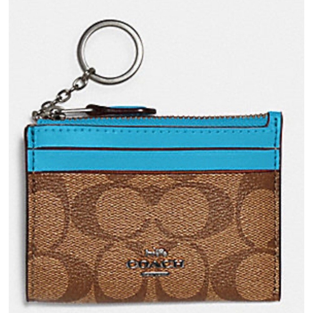 Coach Mini Skinny Id Case In Signature Canvas NWT